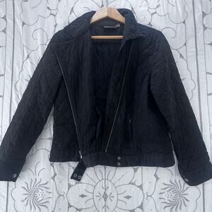 Croft & Barrow Black Quilted Moto Jacket XL Lightweight Puffer Asym Zip